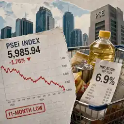 PSEi Falls to 11-Month Low as Inflation Nears 7%
