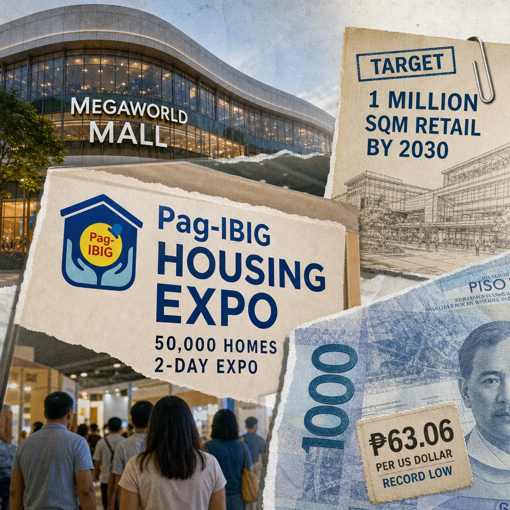 A hand holds house keys in front of a Pag-IBIG housing expo sign, with people and homes, showing housing policy shifts emerge. (143 characters)