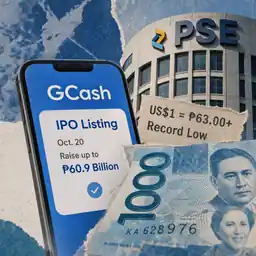 GCash IPO, peso record low frame PH finance day