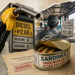 Diesel up ₱2.60, sardine can up ₱1, fares sought
